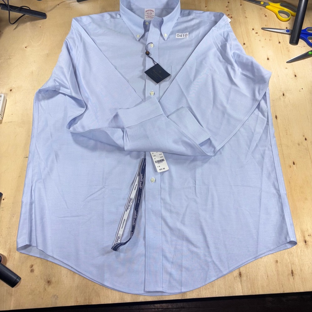 Brooks Brothers Mens 17-36 Supima Cotton Non Iron Dress Shirt Blue NWT